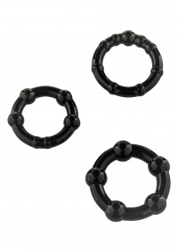 COCKRINGS STAY HARD BLACK - zestaw pierścieni dla mężczyzn