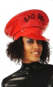 PANK LACK RED-pankowa czapka z daszkiem BAD GIRL
