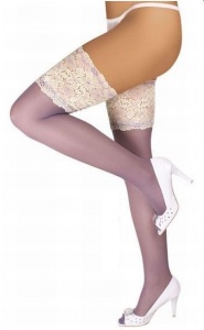 LUXURY LEGS - eleganckie pończochy zdobione szeroką koronką