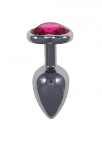 HEAVY METAL BUTT PLUG DIAMOND HOT PINK- zdobiony, metalowy stymulator analny