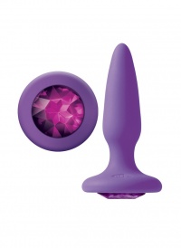 EXCLUSIVE GLAMS SILICONE BUTT PLUG DIAMOND PURPLE - silikonowy stymulator analny S