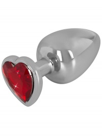 HEAVY METAL BUTT PLUG DIAMOND HEART- zdobiony, metalowy stymulator analny L