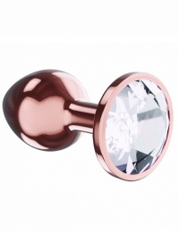 DIAMOND ROSE GOLD METAL BUTT PLUG size L - zdobiony, metalowy stymulator analny