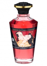 SHUNGA INTIMATE WARMING OIL SPARKLING STRAWBERRY WINE -jadalny olejek do masażu erotycznego