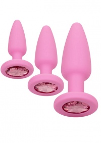 CRYSTAL BOOTY PLUG KIT PINK - zestaw silikonowych stymulatorów analnych