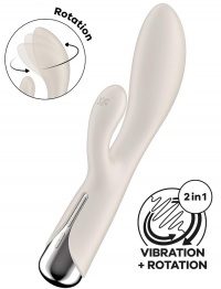 SatisFyer SPINNING RABBIT VIBE BEIGE - ekskluzywny wibrator G spot / ładowarka 